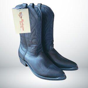 NWT Masterson Boot Co. Men's RB885 Black Leather Cowboy Boots Size 11 D